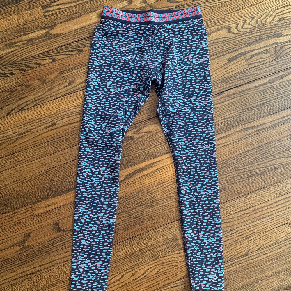 Tory Burch Navy Leggings with Aqua & red Geometric Waistband! ❤️